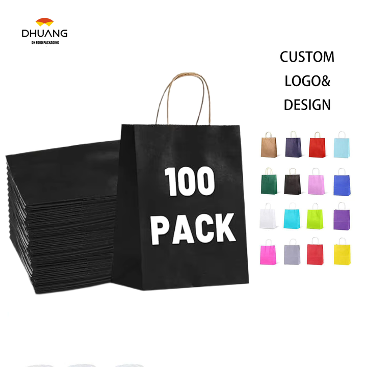 Gift Bag Paper Bag With Handle Kraft Paper Shopping Lunch (black) Custom Paper Bags