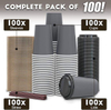 12 oz Disposable Coffee Cups with LIDS and Straws 100% Biodegradable and Compostable Pla Eco-friendly Paper Coffee Cup