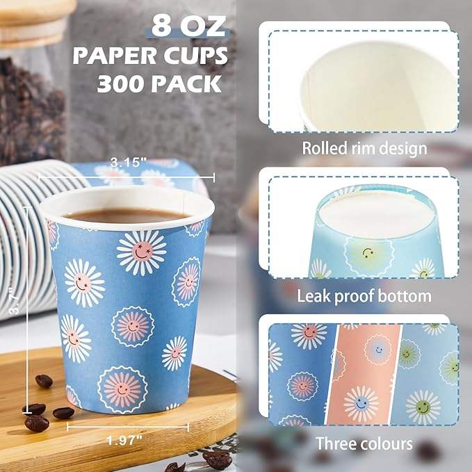 8 oz Disposable Paper Cups Hot Cold Drink Paper Drinking Cups Paper Coffee Cup