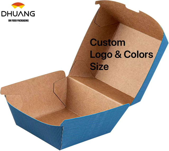 Hamburger Box Clamshell Food Container Disposable Paper Takeout Box Strong and Durable Suitable for Hamburger Sandwiches