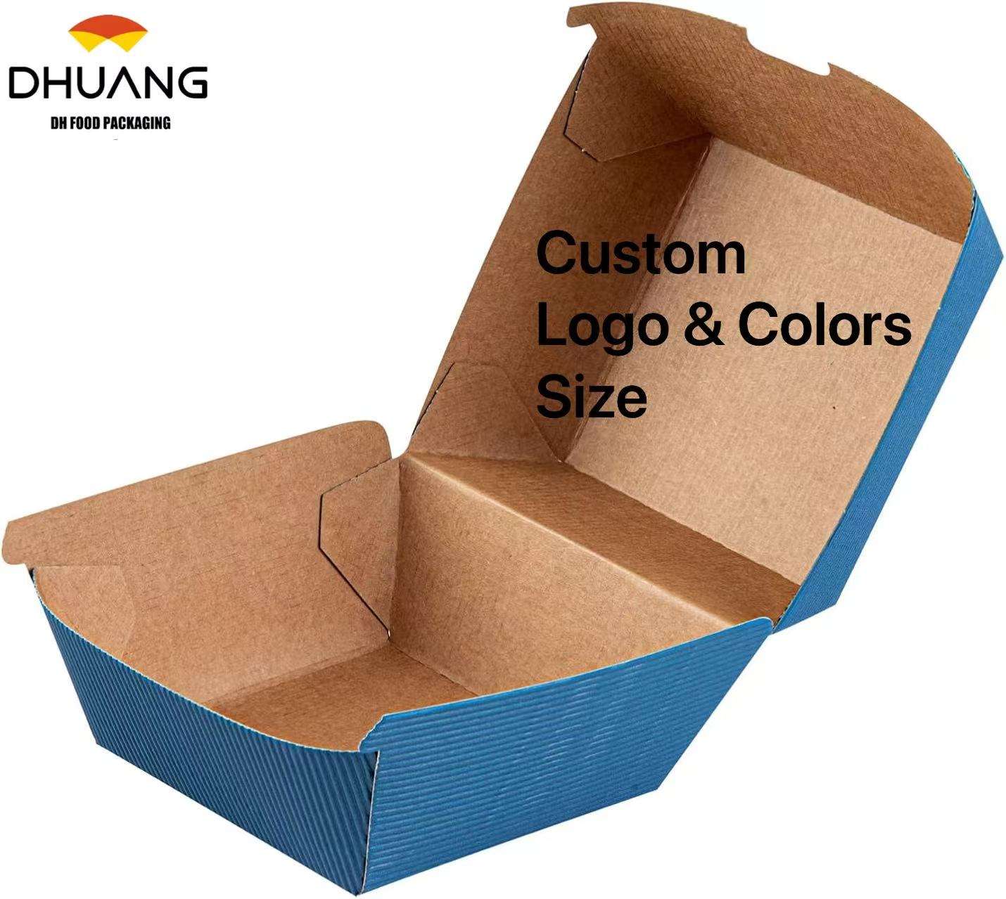 Hamburger Box Clamshell Food Container Disposable Paper Takeout Box Strong and Durable Suitable for Hamburger Sandwiches