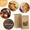 Windowed Packaging Food Bags Made of Kraft Paper Suitable for Holding Tea Coffee Beans Biscuits Customizable Oil-proof Paper Bag