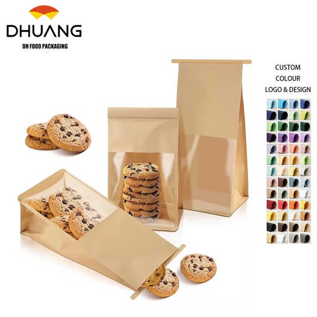 Windowed Tin Tie Lock Bread and Biscuit Storage Paper Bag with Label for Food Freshness for Home Custom Bread Bags