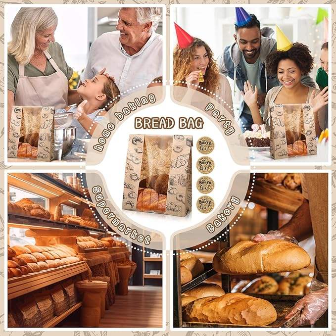 With Window Label Sealing Sticker Customized Brown Bread Bag Suitable for Food Storage CUSTOM Bread Bags