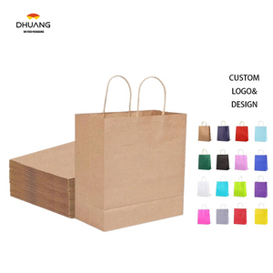 Brown Gift Bags with Durable Paper Bags for Handling Bulk 13x7x14 Inch Shopping Retail Merchandise Packaging Shopping Bag
