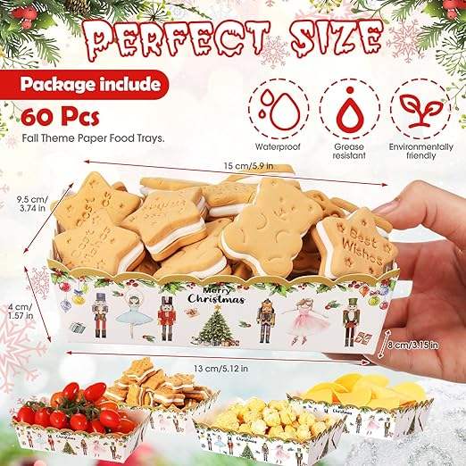 Paper Food Tray Christmas Plaid Light Nutcracker Snack Tray Disposable Nachos Hot Dog Holiday Party Supplies (Nutcracker)