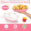 3-pound Paper Food Trays Disposable Nachos Trays Burritos Licensed Christmas Party Supplies Kraft Paper Boat (Pink)