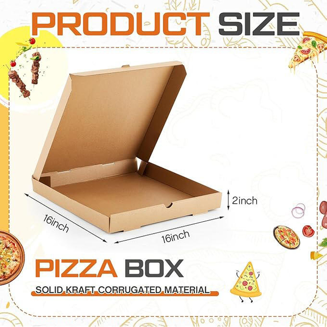 Corrugated Greaseproof Kraft Takeout Containers Packing Boxes for Homemade Pizzas Food and Crafts Custom Pizza Box
