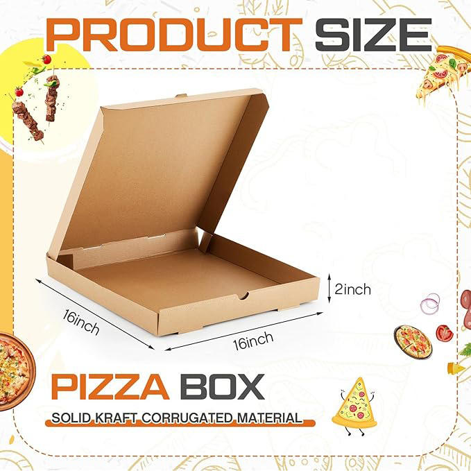 Corrugated Greaseproof Kraft Takeout Containers Packing Boxes for Homemade Pizzas Food and Crafts Custom Pizza Box