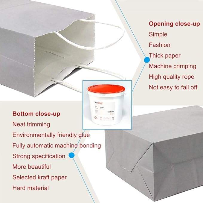 Large Biodegradable Kraft Bags Handles Eco-Friendly Brown for Packaging Pizza Milk Sugar Sushi Cakes Socks Other Items Grey
