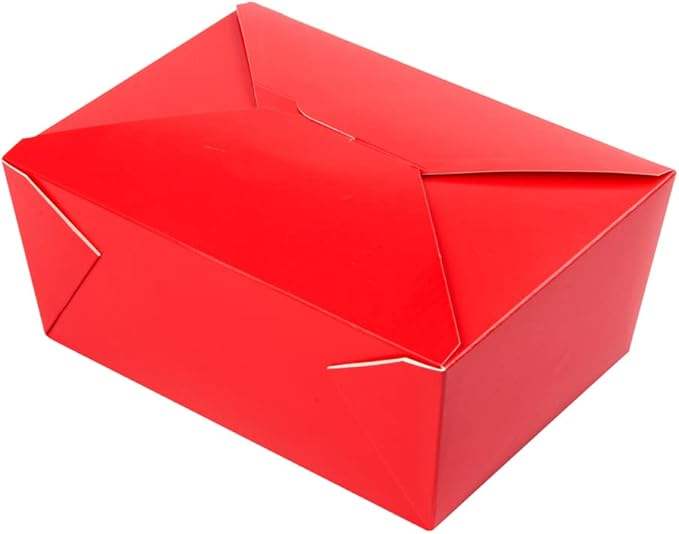 Disposable Lunch Box with Lockable Label Heat-resistant Red Paper Surface Oil-resistant Heat-proof and Cool-proof for Food Box