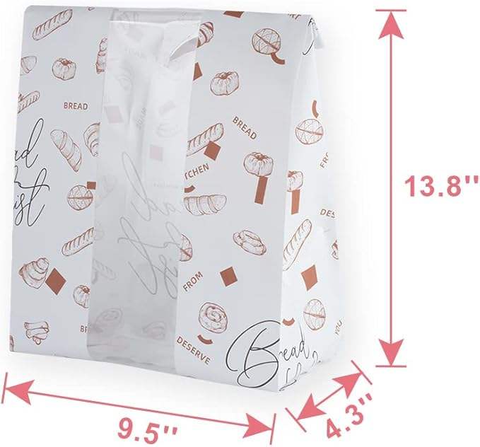 Large Windowed Paper Bread Bags with Homemade Bread Gift Stickers Packaged Toast Bags for Perfect Presentation CUSTOM Bread Bags