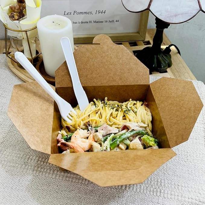 Brown Fast Food Carton Leak-proof and Grease-proof Recyclable Lunch Box Food Box