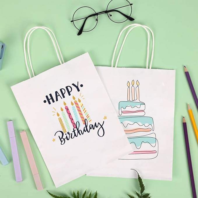 Customized Printing of White Paper Bags with Handles for Retail Celebration Activities and Business Use Shopping Bag