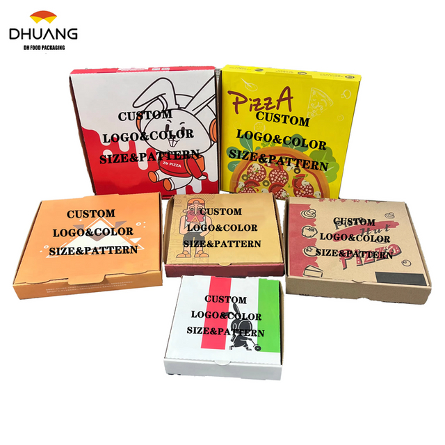 Factory Direct Food Grade Custom Kraft Paper Corrugated Paper Full Size Pizza Box Restaurant Takeout with logo CUSTOM Pizza Box