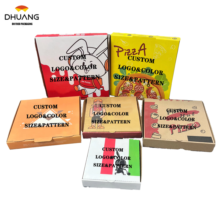 Factory Direct Food Grade Custom Kraft Paper Corrugated Paper Full Size Pizza Box Restaurant Takeout with logo CUSTOM Pizza Box