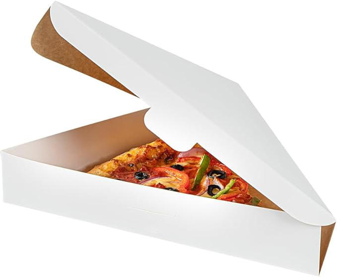 Clamshell Pizza Slice Container - Oil Proof Label Locks White Paper Separate Pizza Boxes for Restaurants Custom Pizza Boxs