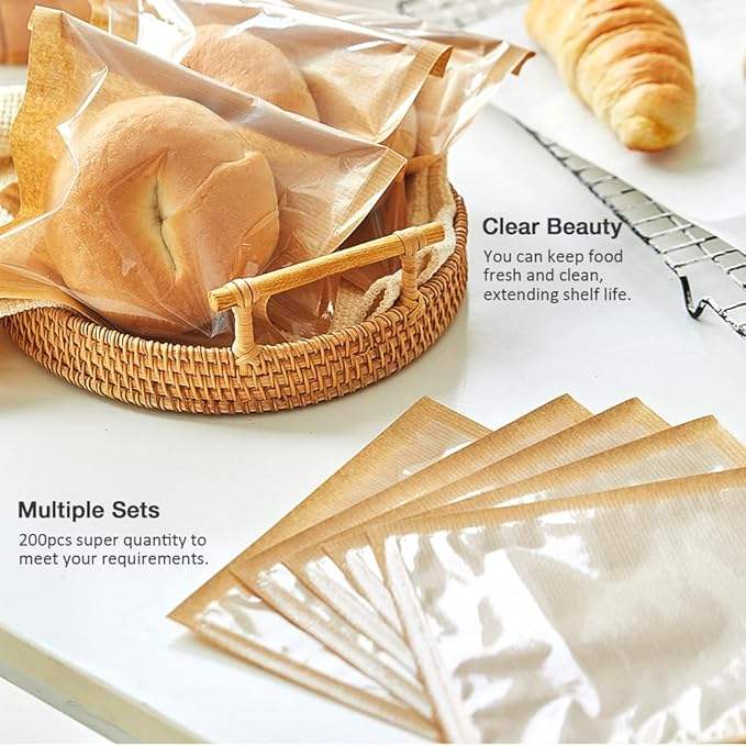 Bread Bag with Window Paper Doughnut Bag for Baked Goods Cookies Snacks Candy Sandwiches Custom Bread Bags