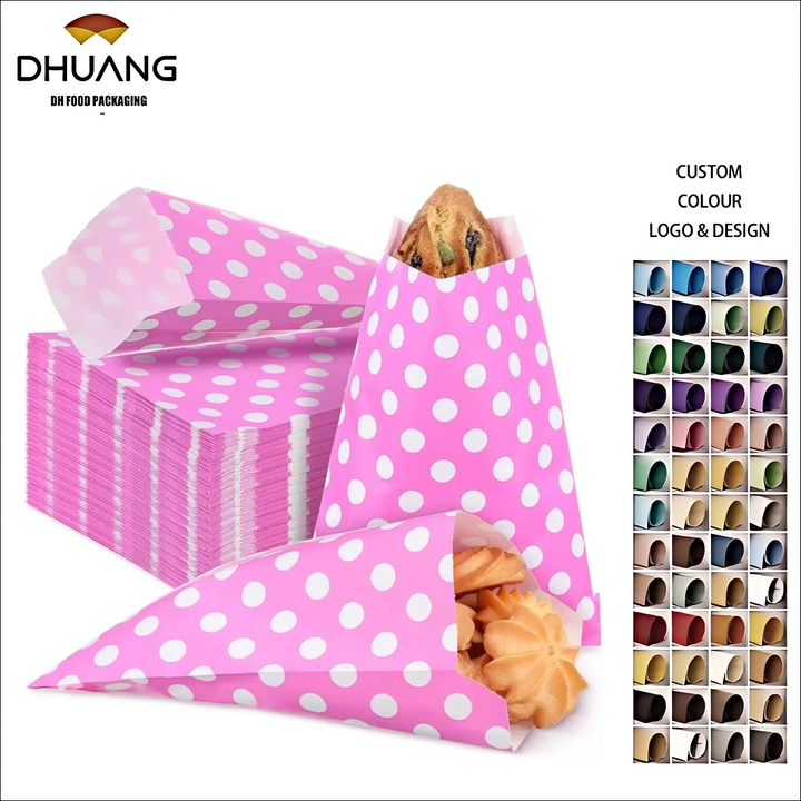 Dot-patterned Food Paper Bags Cookie and Candy Bags Sandwich Packaging Oil-proof Paper Bag