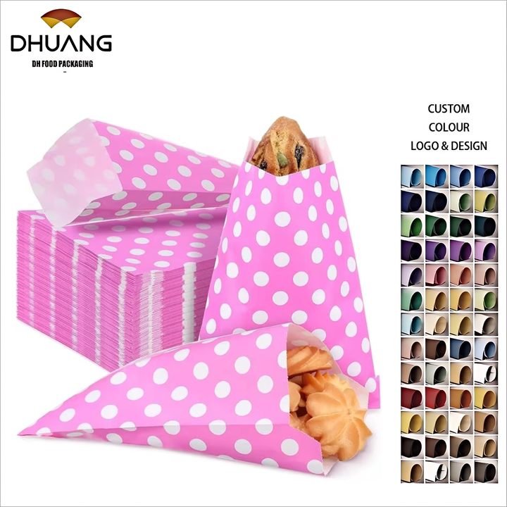 Dot-patterned Food Paper Bags Cookie and Candy Bags Sandwich Packaging Oil-proof Paper Bag