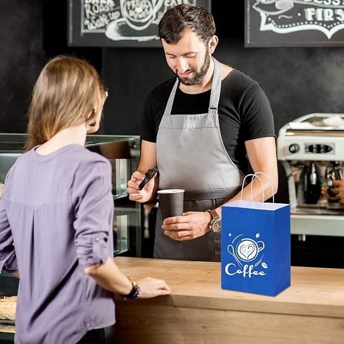 Medium Brown Paper Bag with Handle Blue Color for Parties and Corporate Events