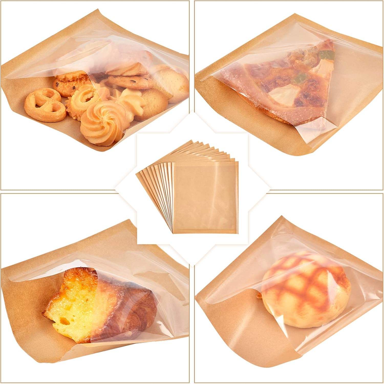 Hot sealed Bread Bag with Window Suitable for Egg Sandwiches Donuts Biscuits Packaging Custom Bread Bags