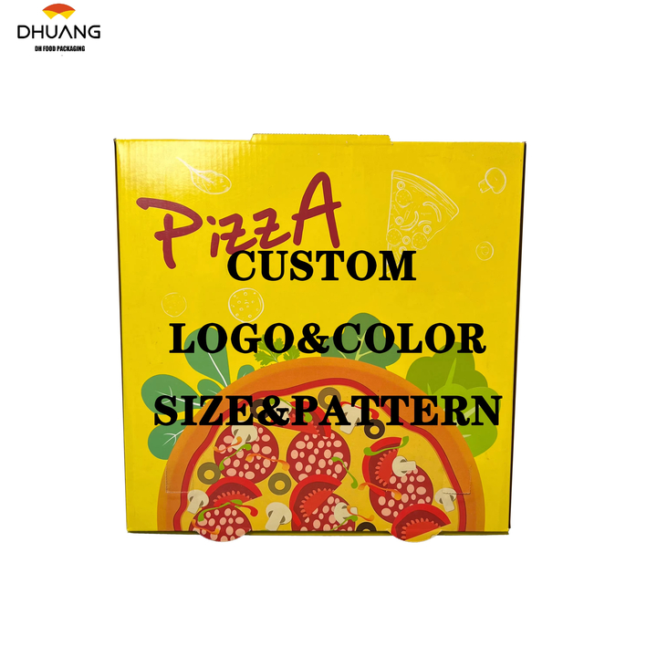 Wholesale Design logo Eco-friendly Clamshell Baking Restaurant Safe Cardboard Corrugated Kraft Custom Pizza Box