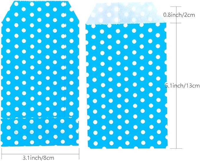 Blue Polka Dot Oil-Proof Baking Paper Bag Small Waxy Goodie Pack for Chocolate Pastries Packaging Oil-proof Paper Bag