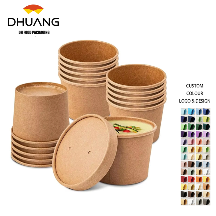 Paper Soup Bowl Soup Containers Disposable and Biodegradable Cups for Hot Drinks and Ice Cream CUSTOM Paper Cup