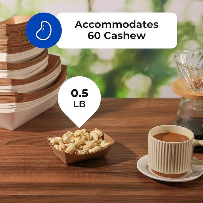 Pound Paper Food Trays Disposable Mini Paper Food Boats Small Kraft Paper Snack Dessert Tacos Food Trays