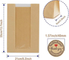 Custom Brown Paper Bread Bag Set Window for Baked Goods Storage Craft 40 Label Sealing Stickers Custom Bread Bags