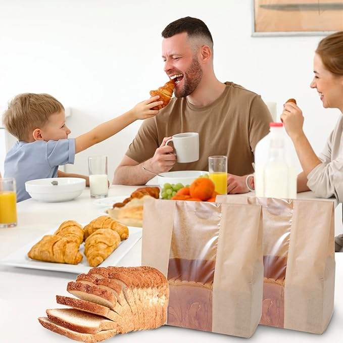 Custom Large Bread Bags Window for Homemade Bread Pizza Milk Storage Kitchen-for Craft Gifts Custom Bread Bags