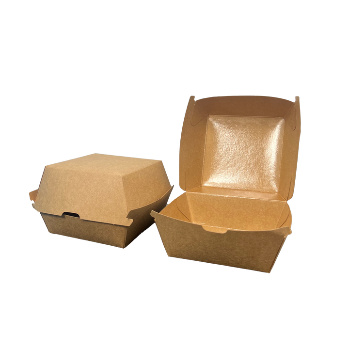 Cellophane Baking Packaging Box for Takeout Hamburgers Laminated Anti-oil and Non-foldable Burger Box