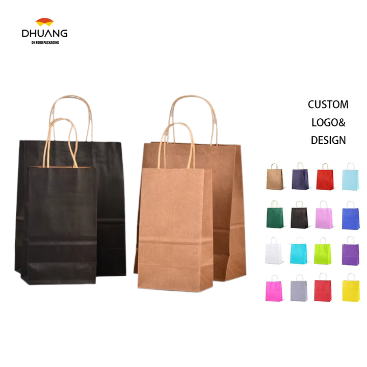 Customizable Pattern logo Bags with Handles Gift Paper Bags for Wholesale and Retail Sale in Restaurants Shopping Bag