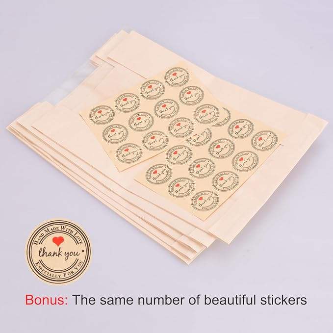 with Window Brown Paper Bread Bag for Bread Packaging Storage Label Seal for Cookies Sandwich Custom Bread Bags