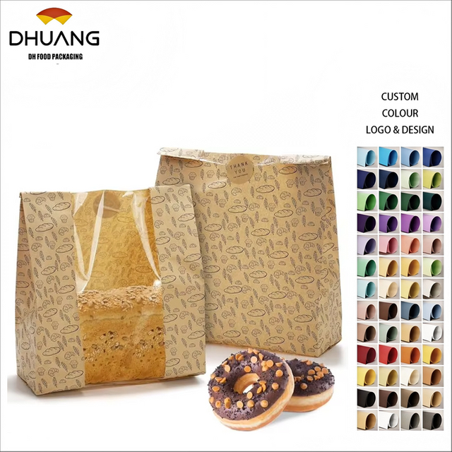 Paper Brown Bread Bags with Windows Thin and Crispy Paper Bags for Bread and Biscuits Custom Bread Bags