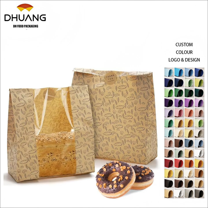 Paper Brown Bread Bags with Windows Thin and Crispy Paper Bags for Bread and Biscuits Custom Bread Bags