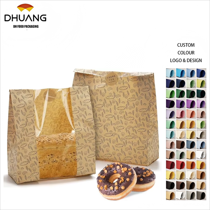 Paper Brown Bread Bags with Windows Thin and Crispy Paper Bags for Bread and Biscuits Custom Bread Bags