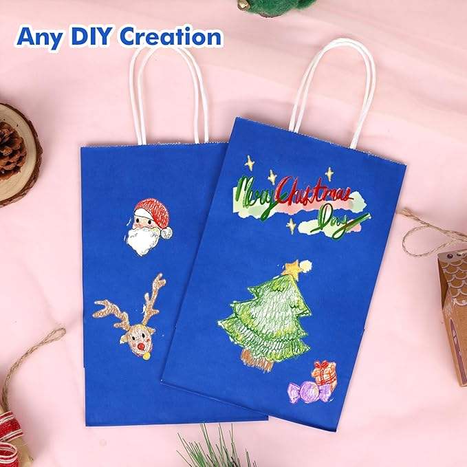 60 Paper Bags Blue Gift Bags Handle Bulk Shopping Birthdays Weddings Business Parties