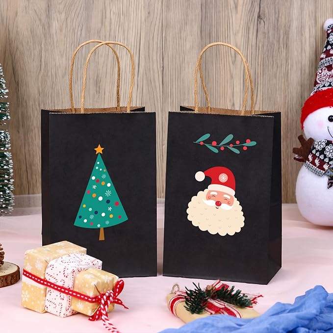 60 Black Paper Bags Gift Bags to Handle Bulk Shopping Birthdays Weddings Business Parties