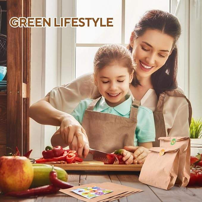 Greaseproof Brown Paper Bag with Sticker for Sandwiches Bakery Snacks Desserts Takeout Durable Packaging Paper Custom Bread Baga