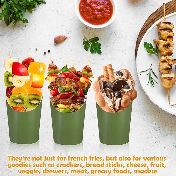 French Fries Holder, 12 oz Disposable Paper French Fries Cup, Birthday Pie Waffle Popcorn Deli Cup French Fries Cup