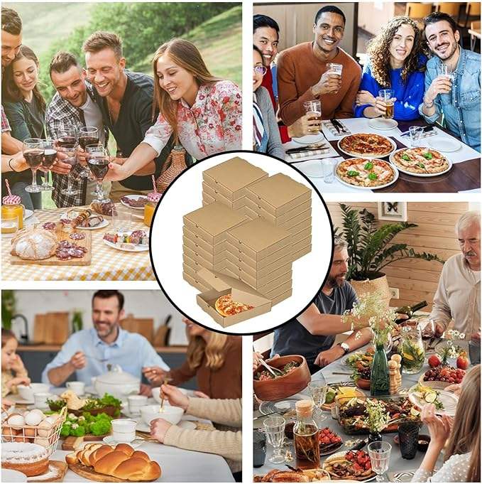 Small Pizza Box Lock Corner Clay Coating Thin Reusable for Mini Pizzas Cookies Cake Parties Weddings Custom Pizza Box