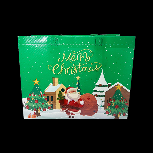 Custom Printed Laser-coated Aluminum Foil-coated Non-woven Fabric Gift Bags for Wholesale in Christmas Styles Shopping Bag
