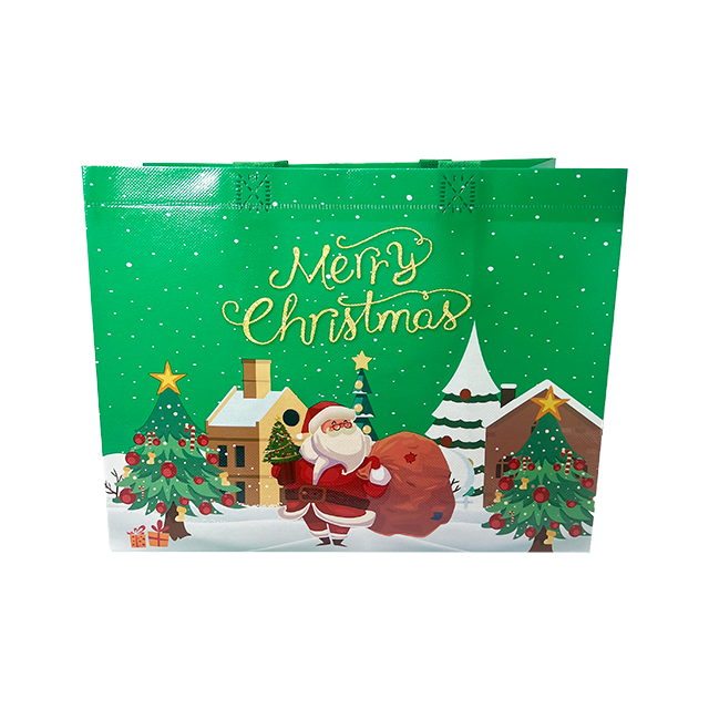 Custom Printed Laser-coated Aluminum Foil-coated Non-woven Fabric Gift Bags for Wholesale in Christmas Styles Shopping Bag