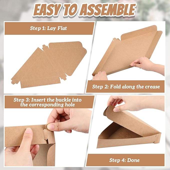 Pizza Box Bulk Disposable Wedge Tray Cardboard Triangle Single Slice Pizza Container Box (brown Paper) Custom Pizza Boxs