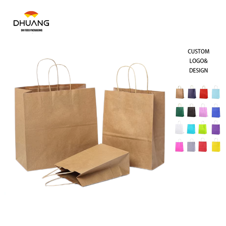 Business MiniScan Gift Kraft Paper Bag for Coffee Milk Tea Take-Away Catering Hot Stamping Surface Custom Logo Packaging