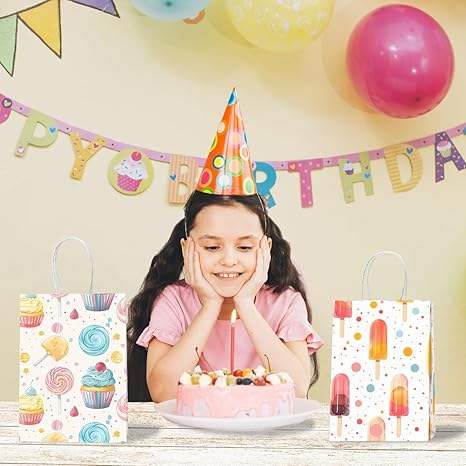 Gift Bag Paper Bag with Handle Party Birthday Wedding Small Paper Shopping Bag (Popsicles)