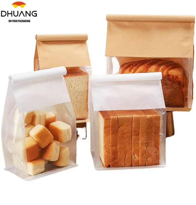 Windowed Bread and Toast Bag Paper Packaging Label Lock for Holding Bread CUSTOM Bread Bags