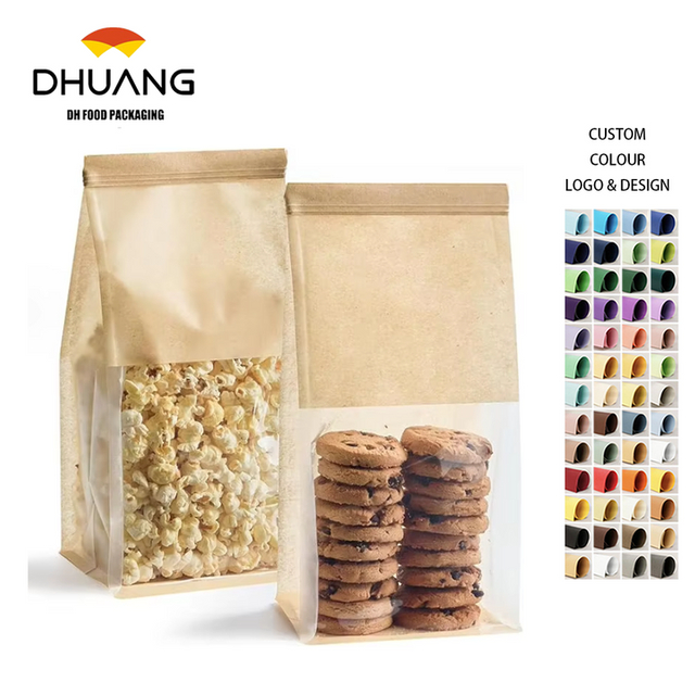 Packages Toast Bag with Window Kraft Tin Tie Label Lock Healing Bag Packaging Pastry Popcorn Custom Bread Bags